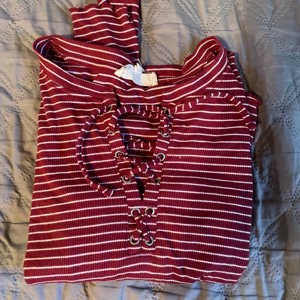 Red striped long sleeve shirt - Picture 2 of 2